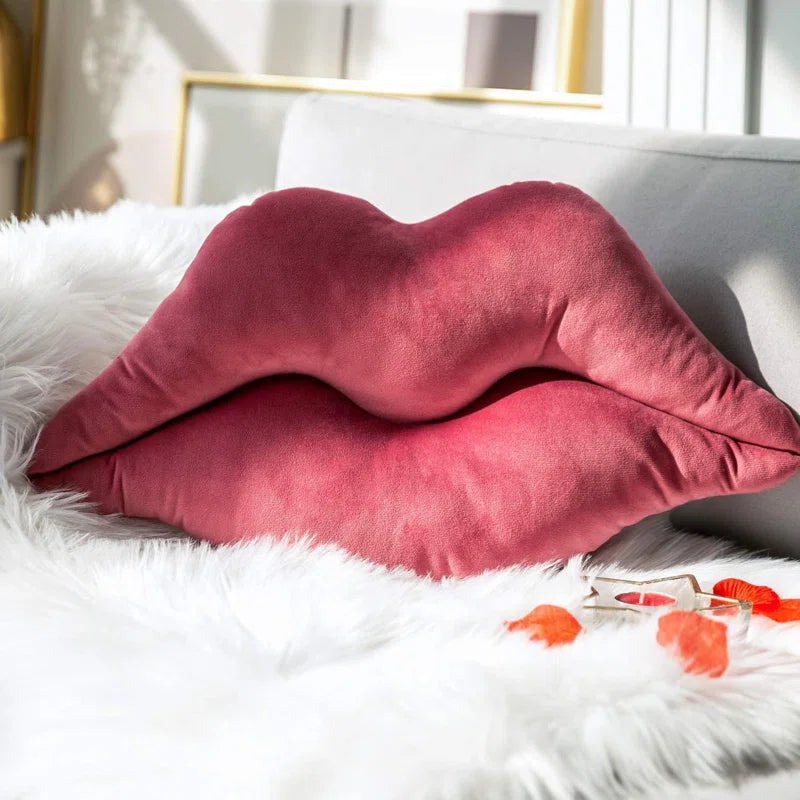 24"x12" Lips Decorative Throw Pillow Smooth Soft Velvet Cushion