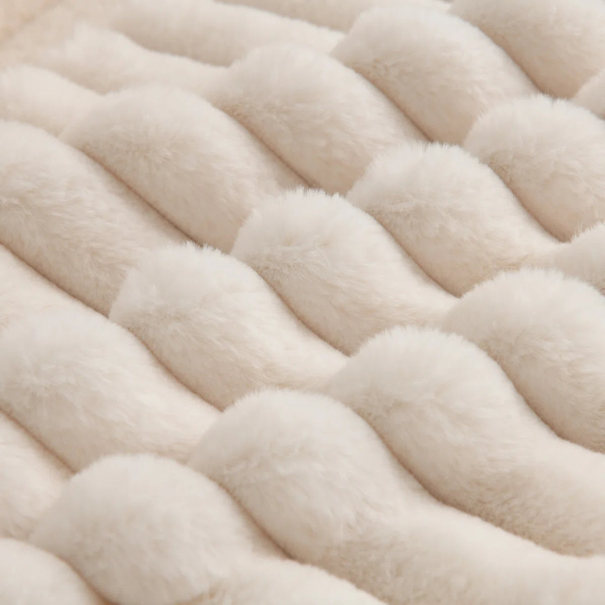 Soft Cozy Faux Rabbit Fur Throw Pillow Covers Striped Decorative Cushion Covers (Set of 2)